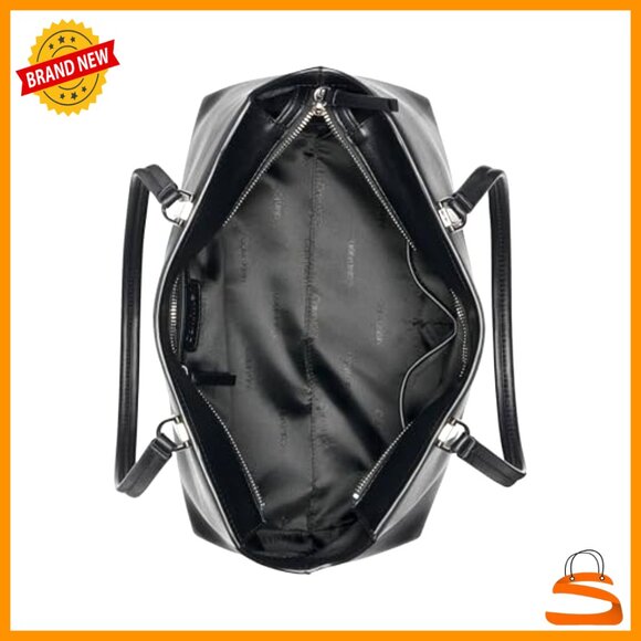 Vegan Leather Tote with Top Zip and Interior Pockets for Organization